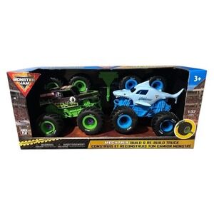 Monster Jam Mechanix Build Rebuild Grave Digger Megalodon Truck Toy Kids